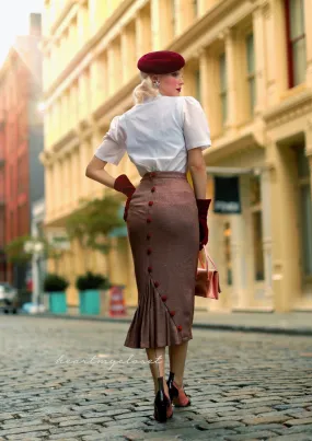 Deborahs Elegant Pleated Pencil Skirt