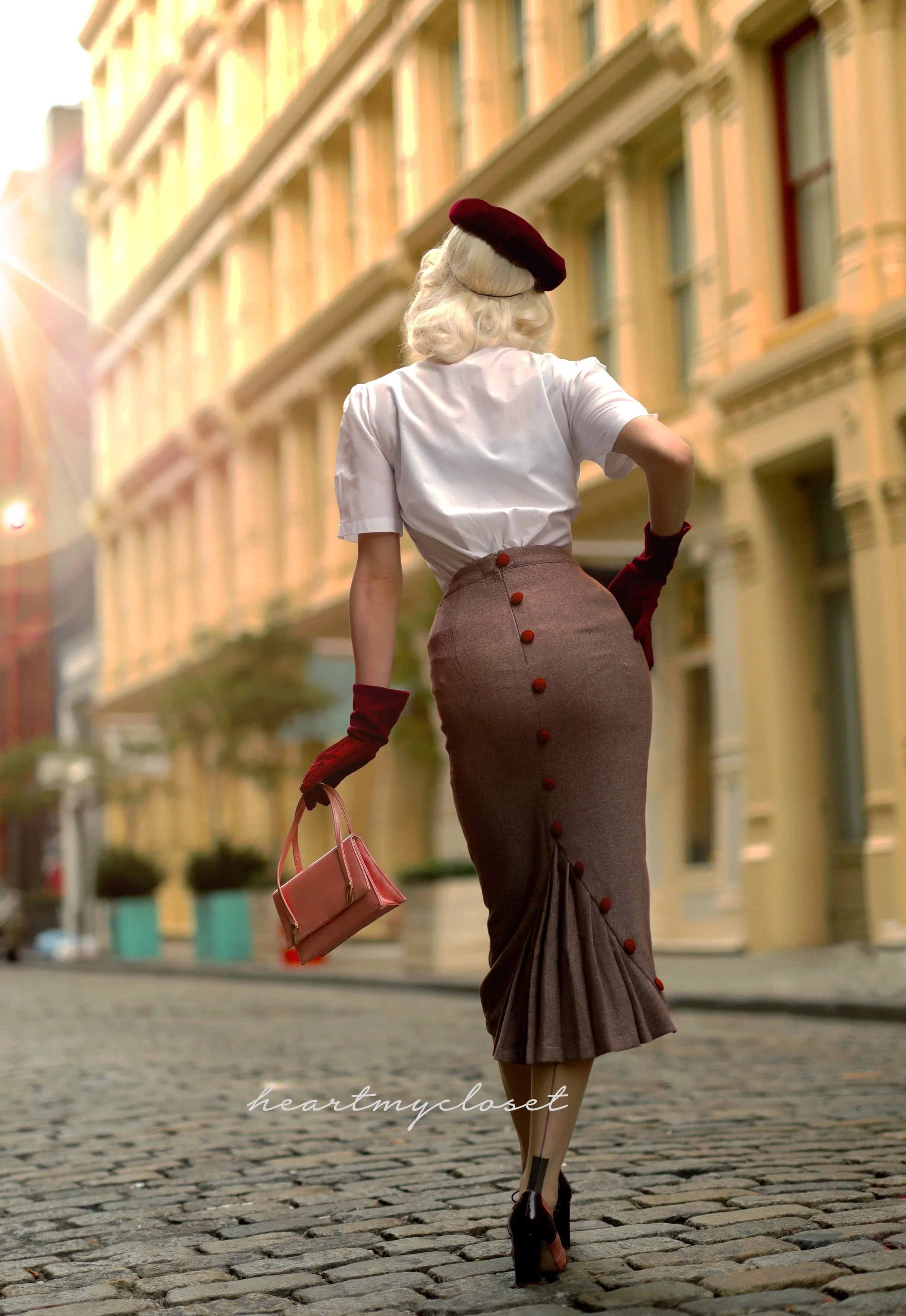 Deborahs Elegant Pleated Pencil Skirt