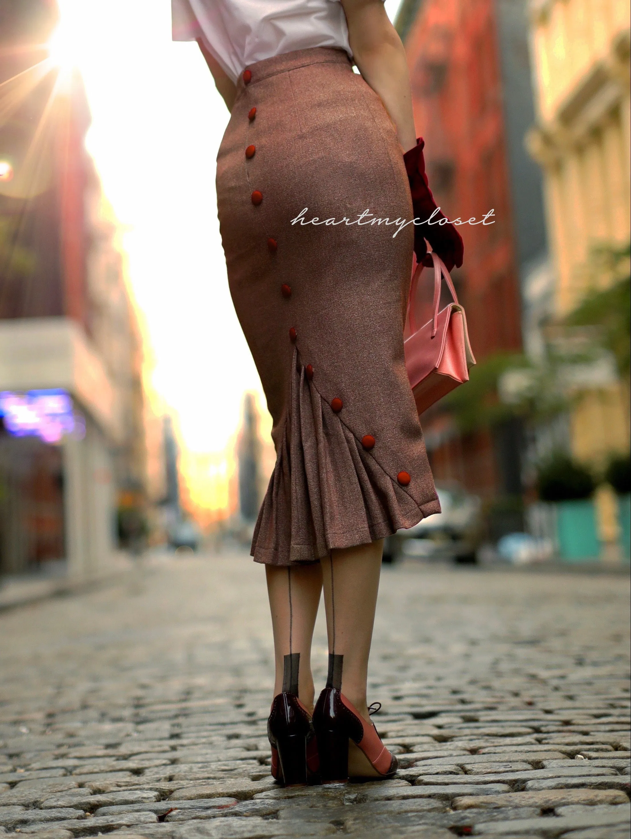 Deborahs Elegant Pleated Pencil Skirt