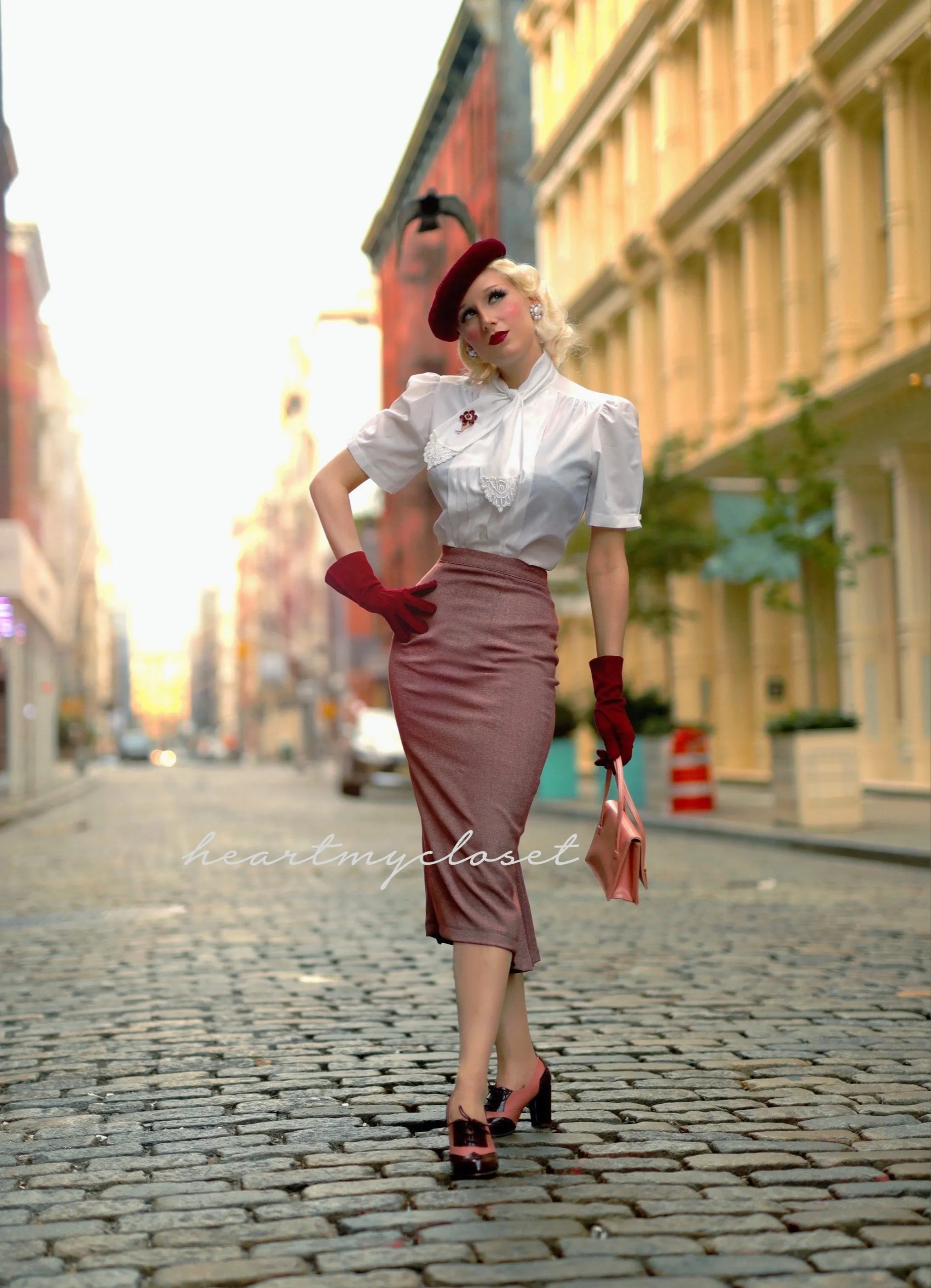 Deborahs Elegant Pleated Pencil Skirt
