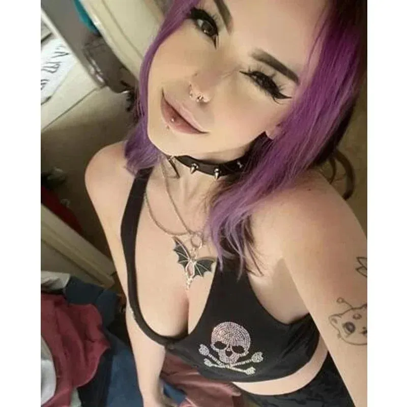Edgy Skull Printed Gothic Top