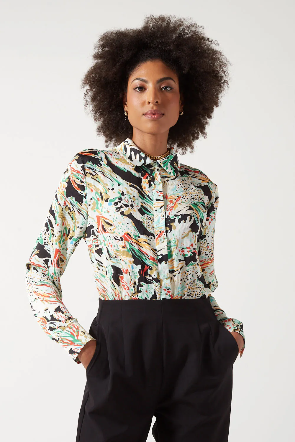 Marc Angelo Floral Print Blouse with Ruffle Sleeves