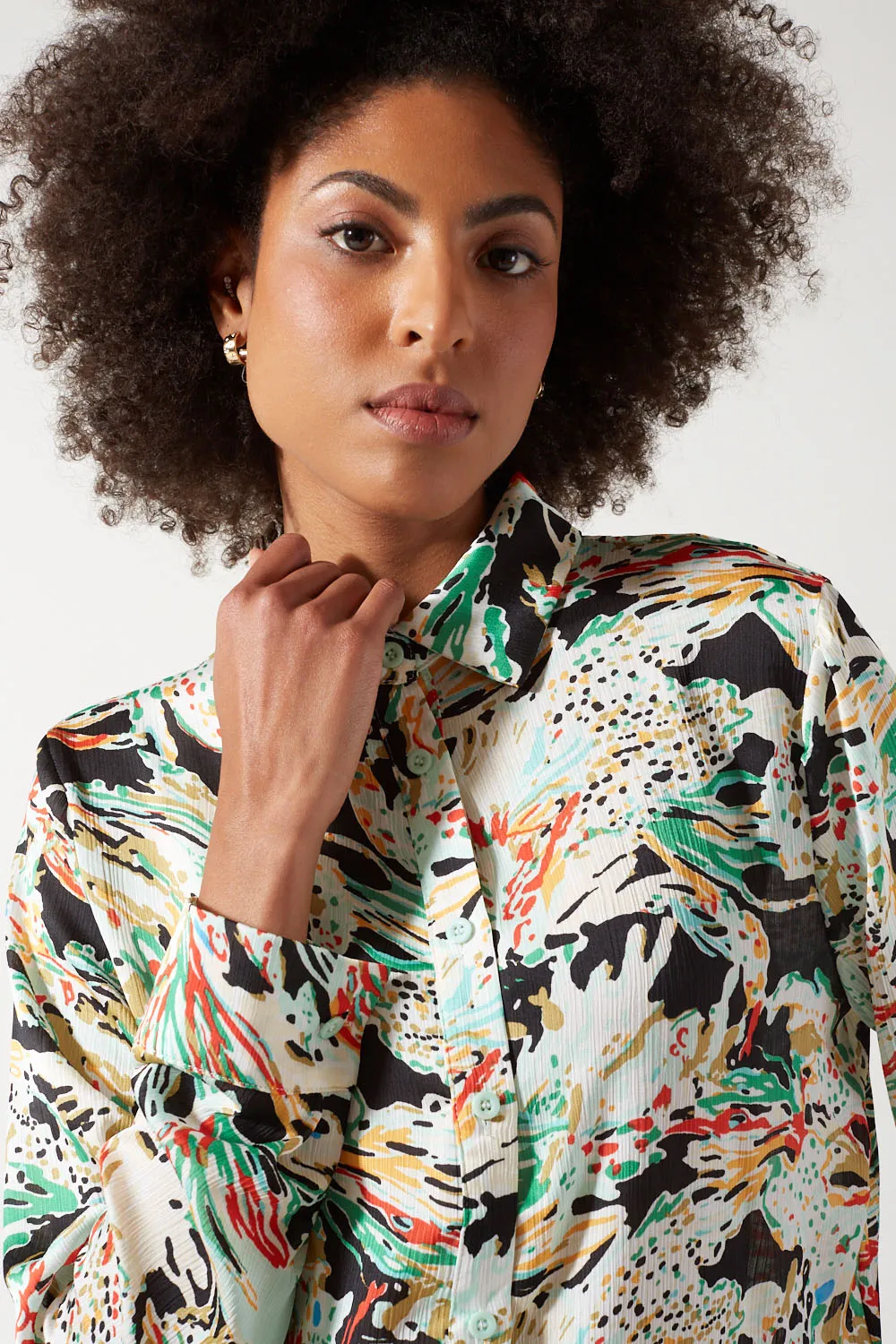 Marc Angelo Floral Print Blouse with Ruffle Sleeves