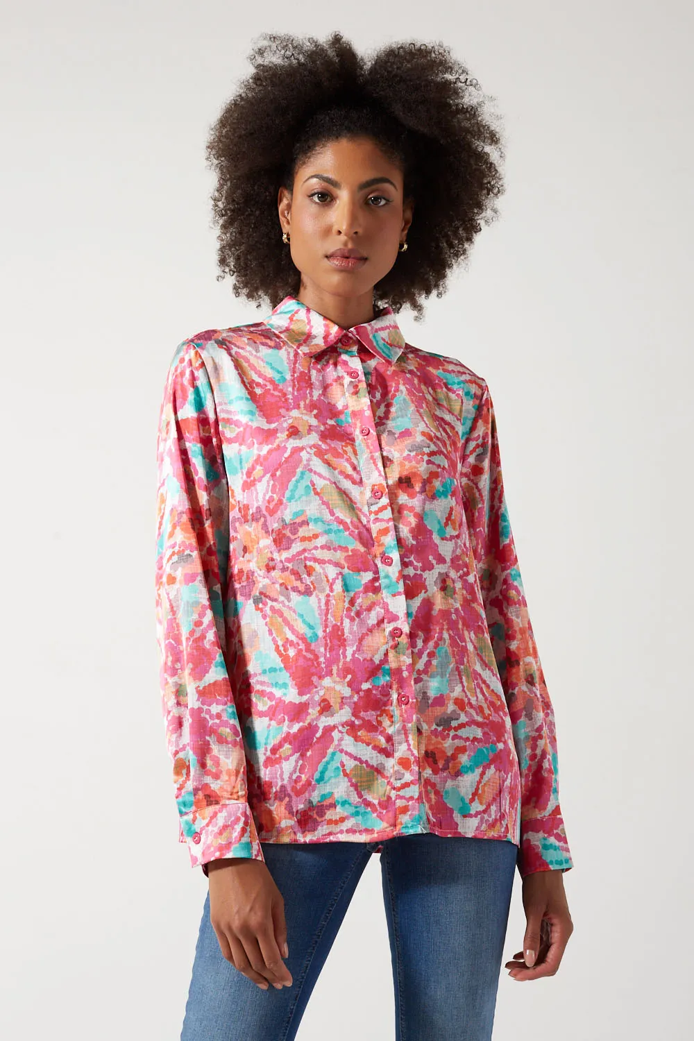 Marc Angelo Floral Print Blouse with Ruffle Sleeves