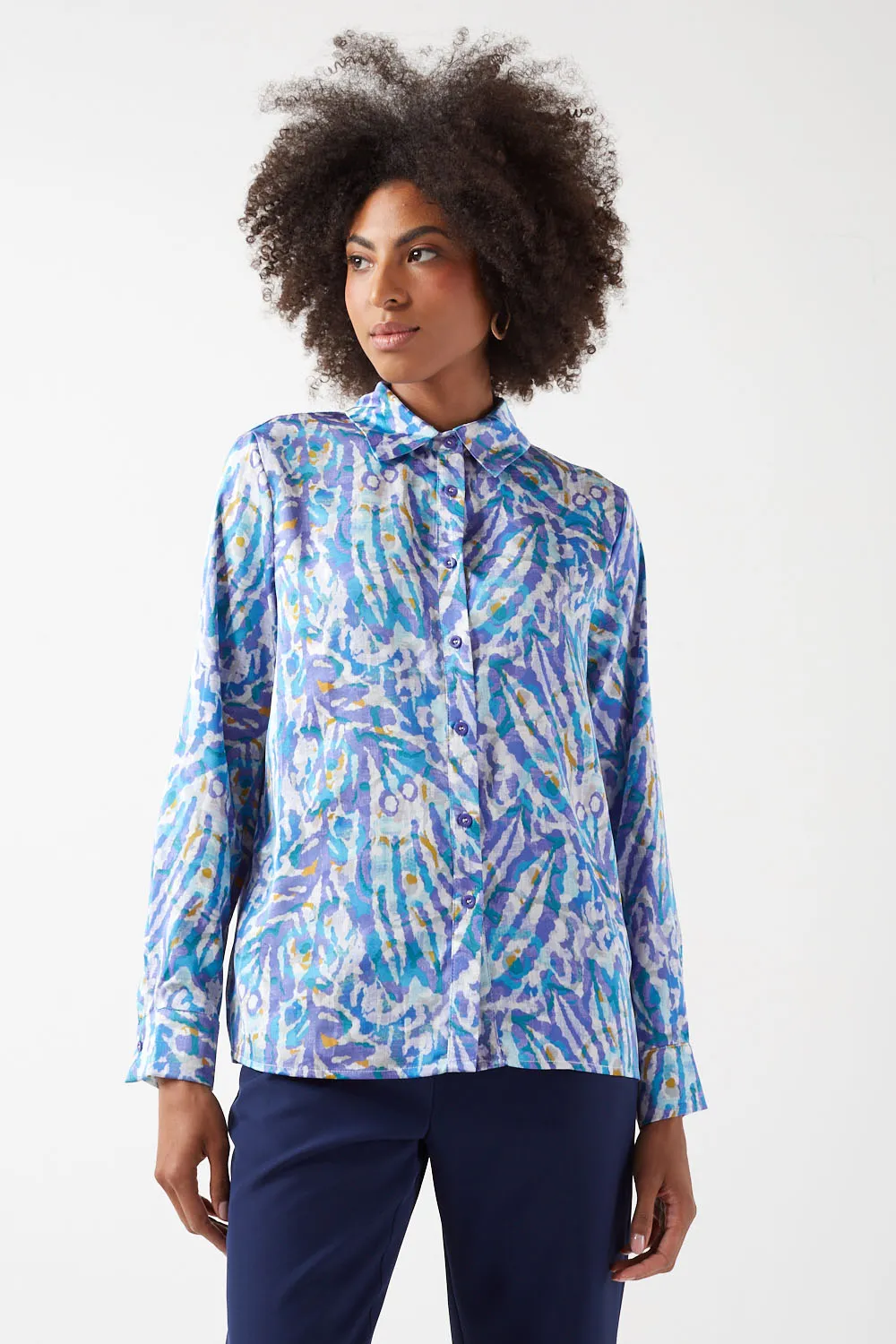 Marc Angelo Floral Print Blouse with Ruffle Sleeves