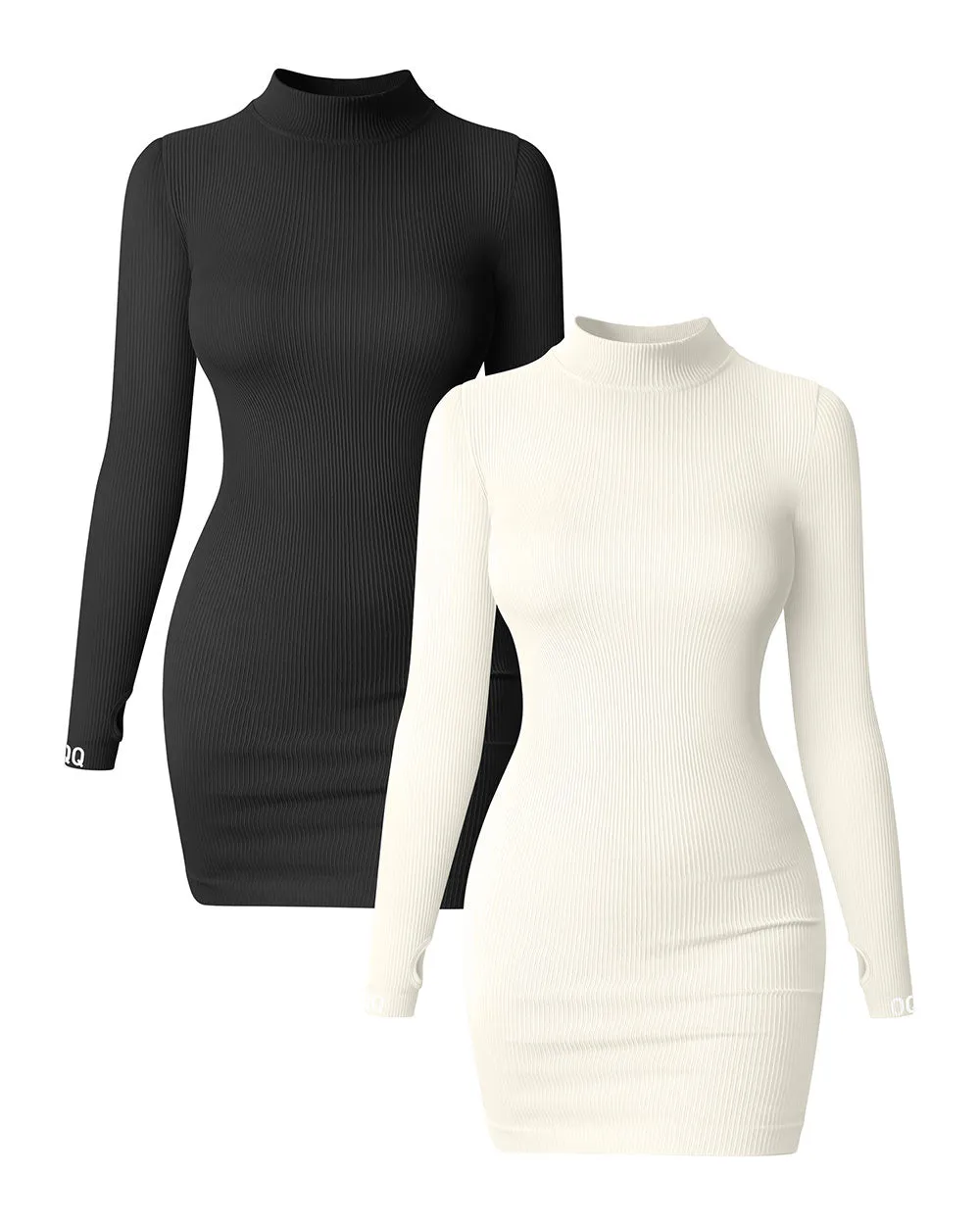 Mock Neck Long Sleeve Mini Dresses