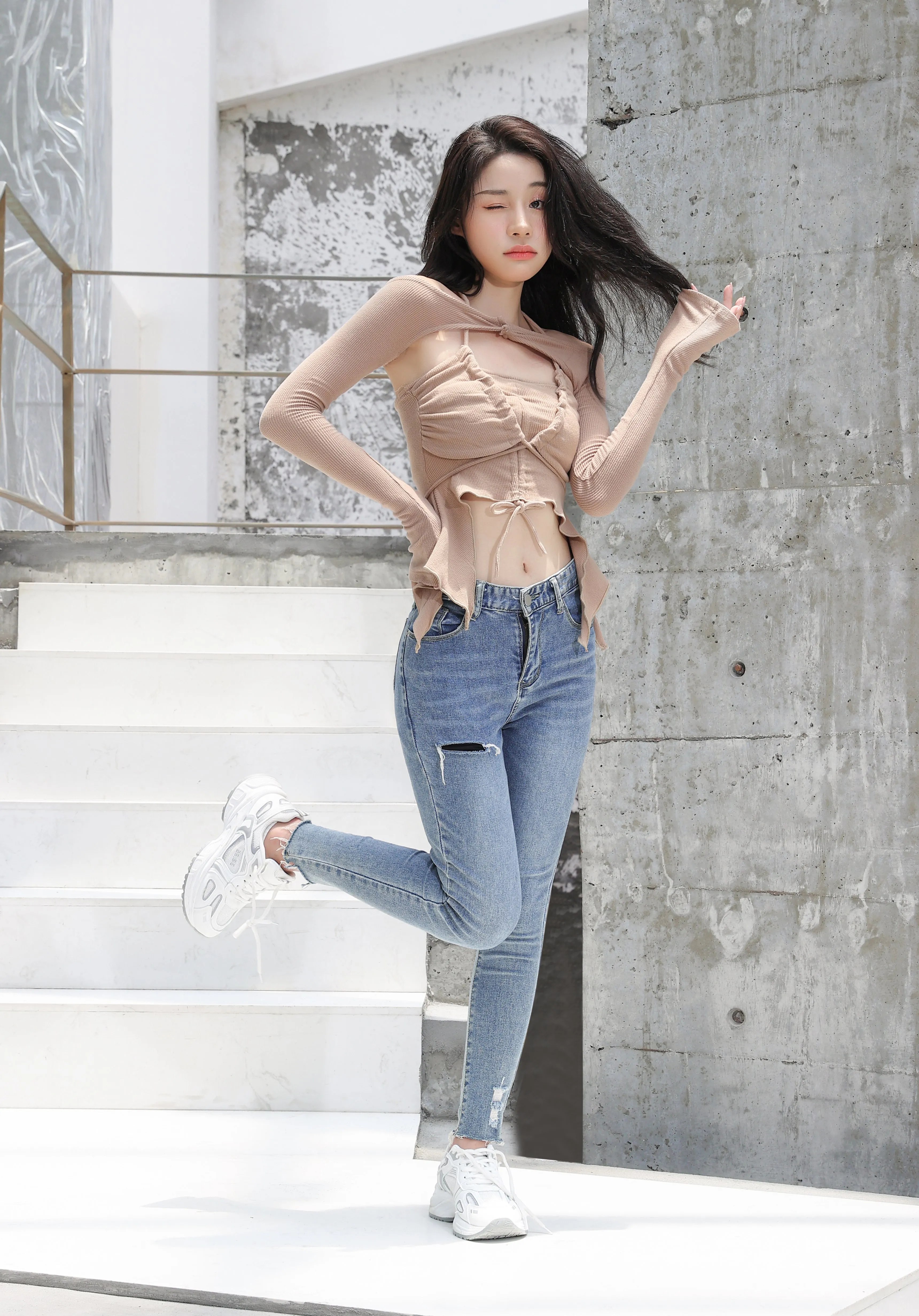 Off Shoulder Shrug Warmer and Ruched Halter Layered Crop Top