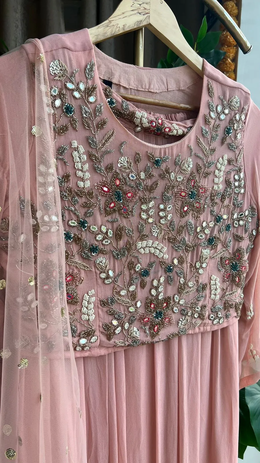 Peach embroidered Crop top lehenga