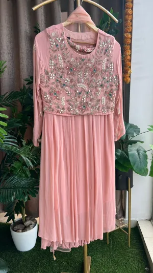 Peach embroidered Crop top lehenga