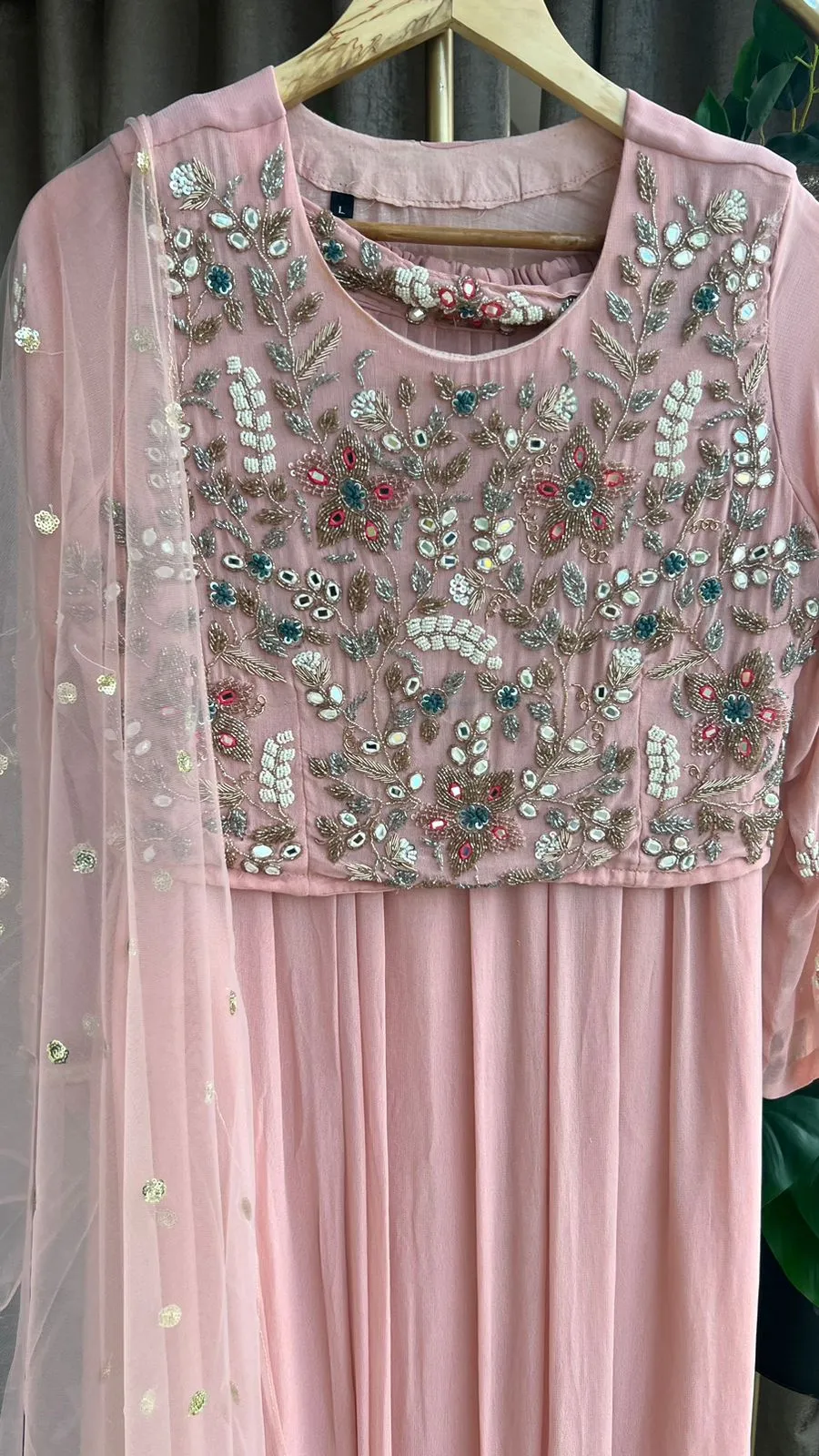 Peach embroidered Crop top lehenga