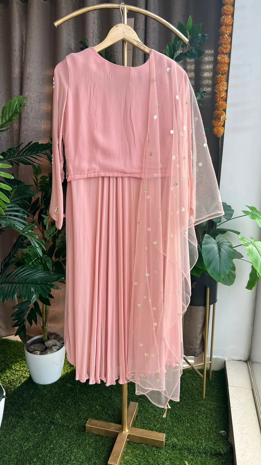 Peach embroidered Crop top lehenga
